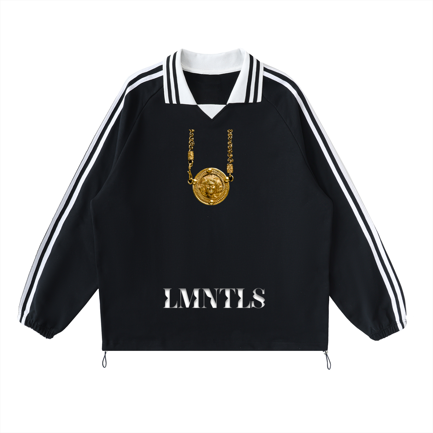 Contrast Striped Lapel Collar Sweatshirt