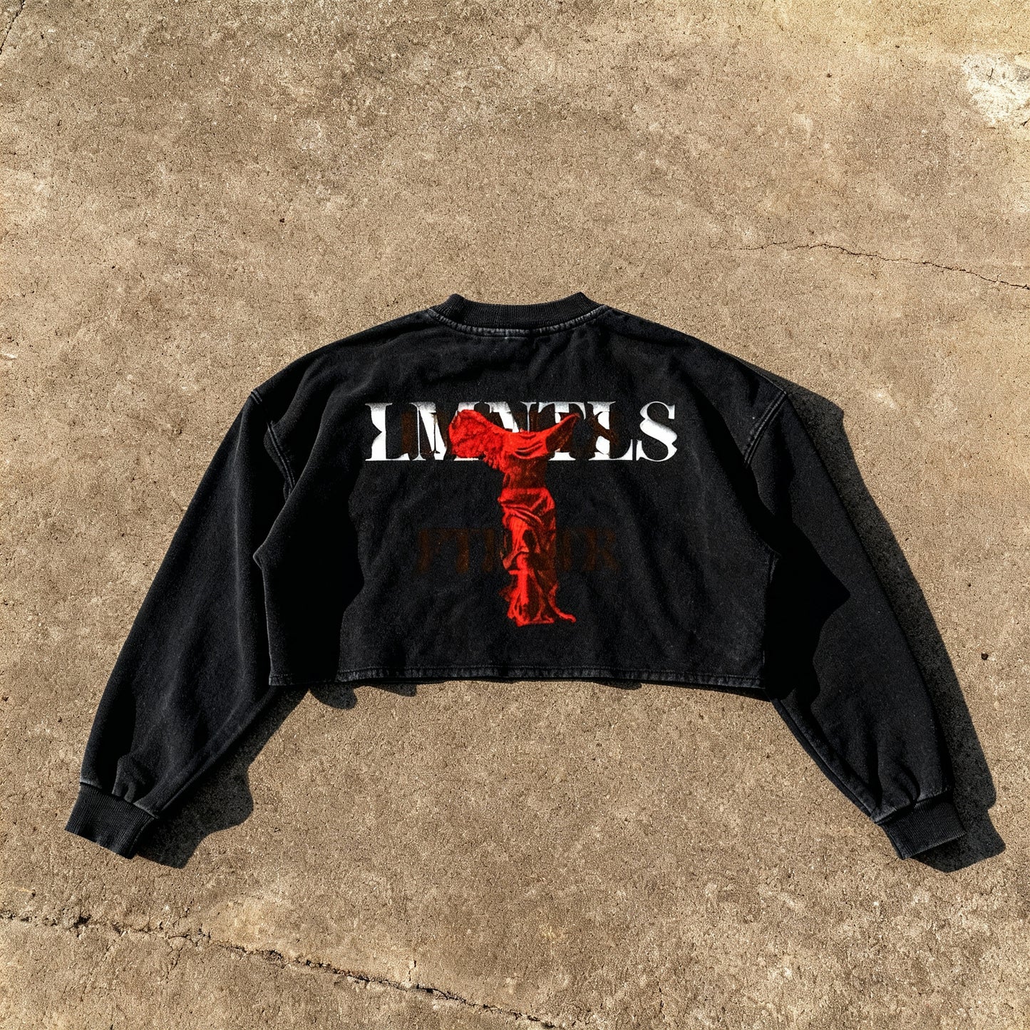 LMNTLS Collection Dripped Heart Crop Sweatshirt