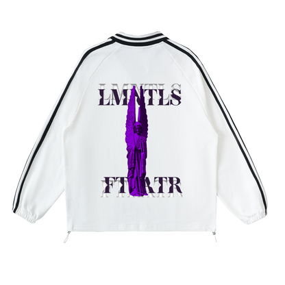 Contrast Striped Lapel Collar Sweatshirt