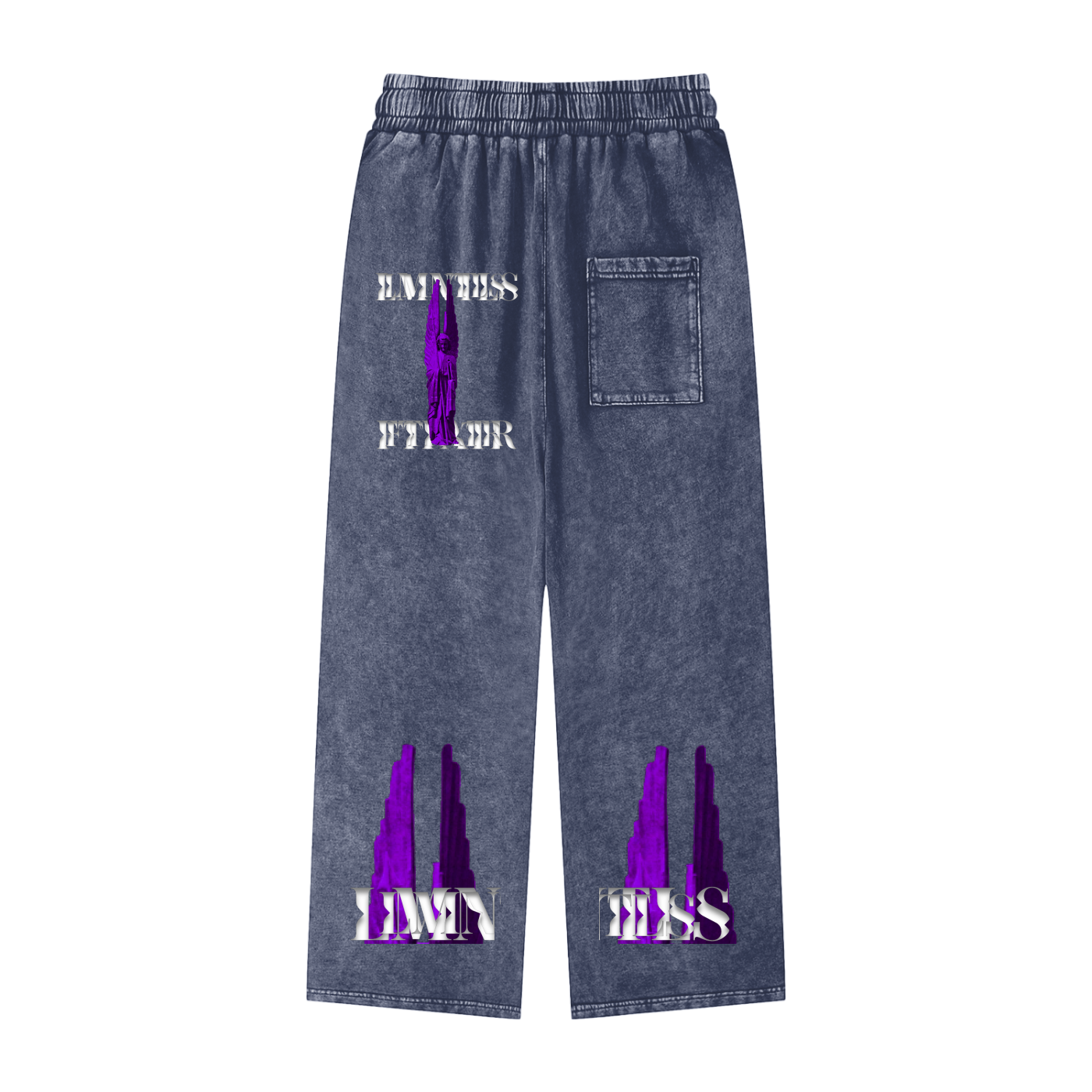 LMNTLS Collection Dripped Angel Wash Straight Leg Pants