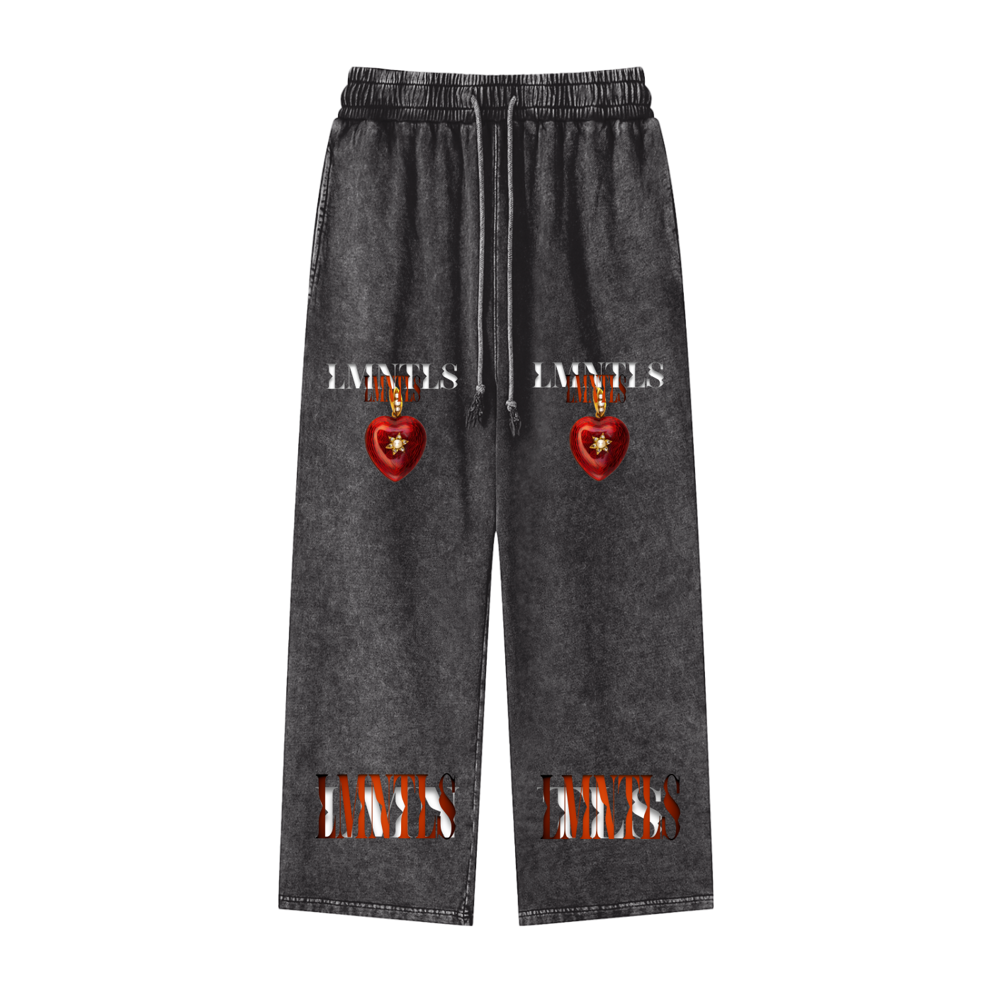 LMNTLS Collection Dripped Heart Wash Pants