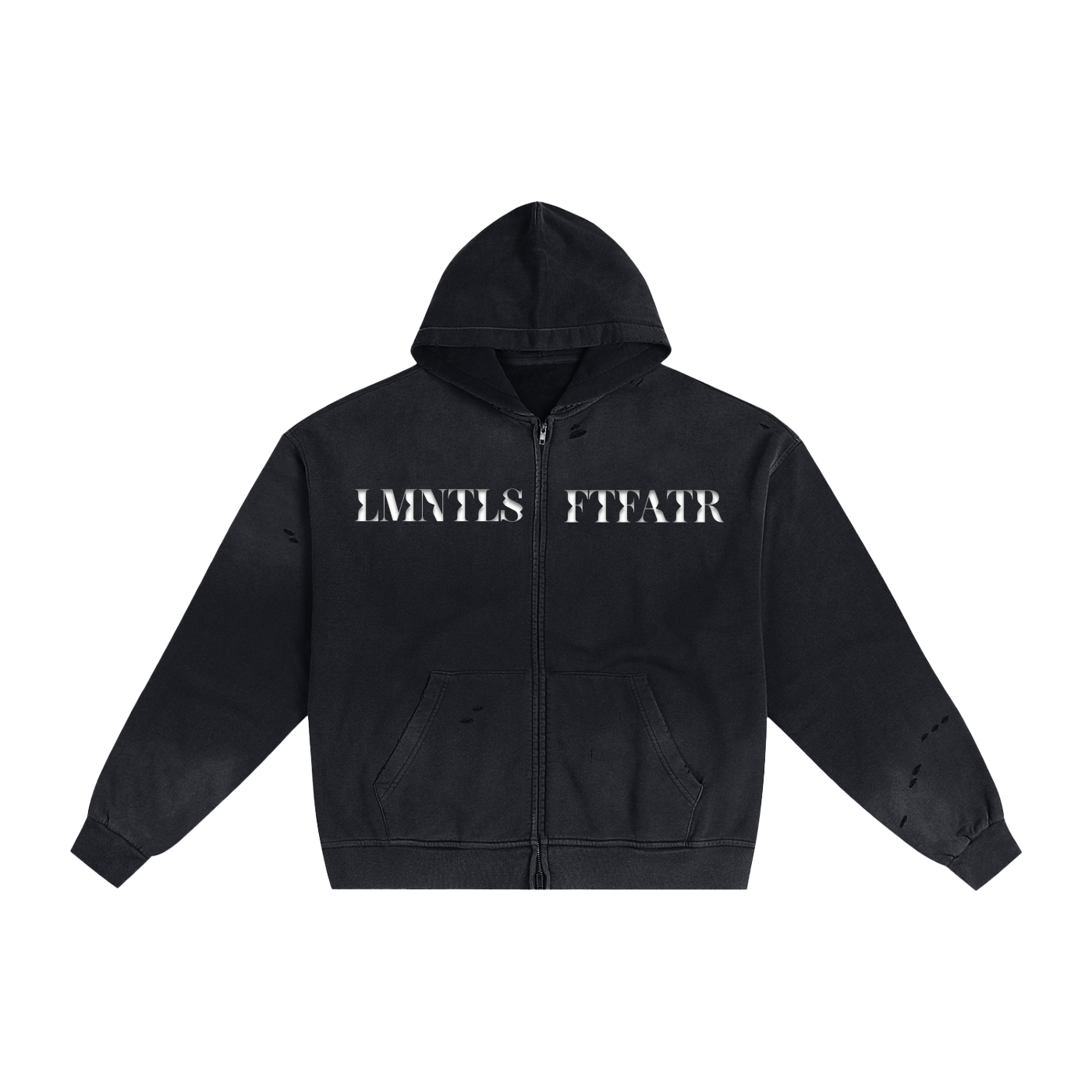 Hand-Frayed Sunfade Zip Hoodie