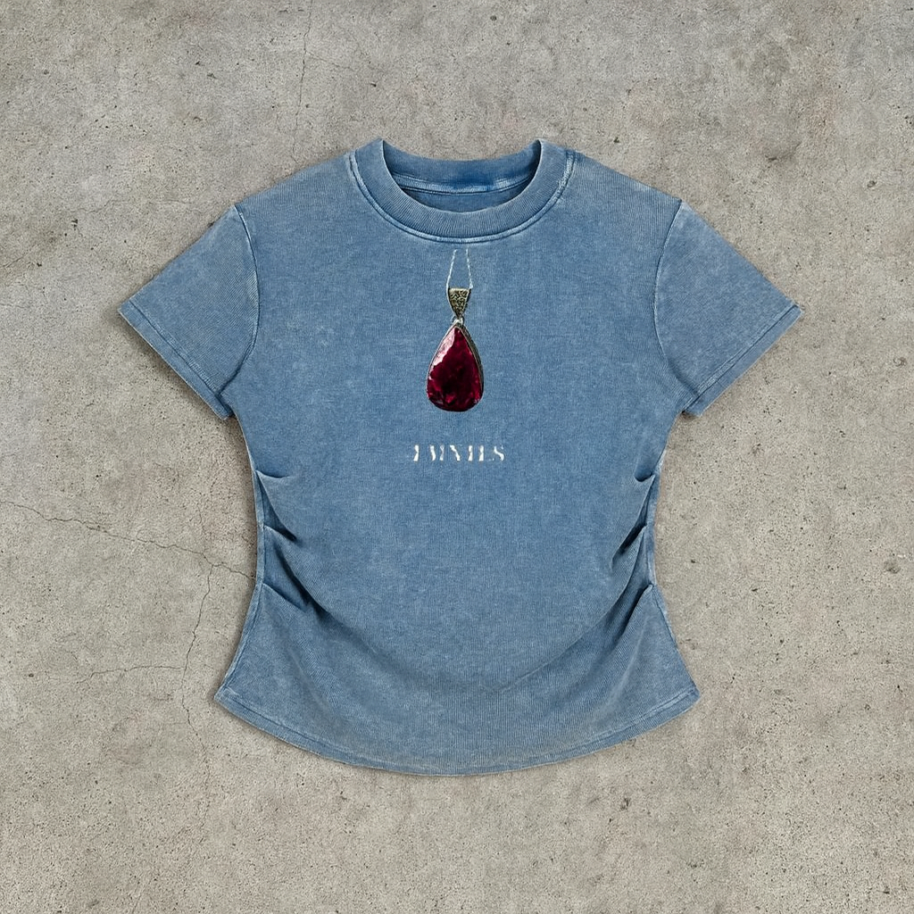 Vintaged-Wash Bodycon Cotton T-Shirt