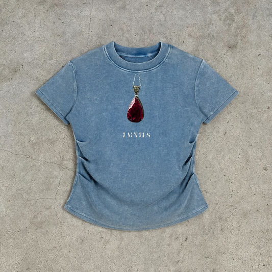 Vintaged-Wash Bodycon Cotton T-Shirt