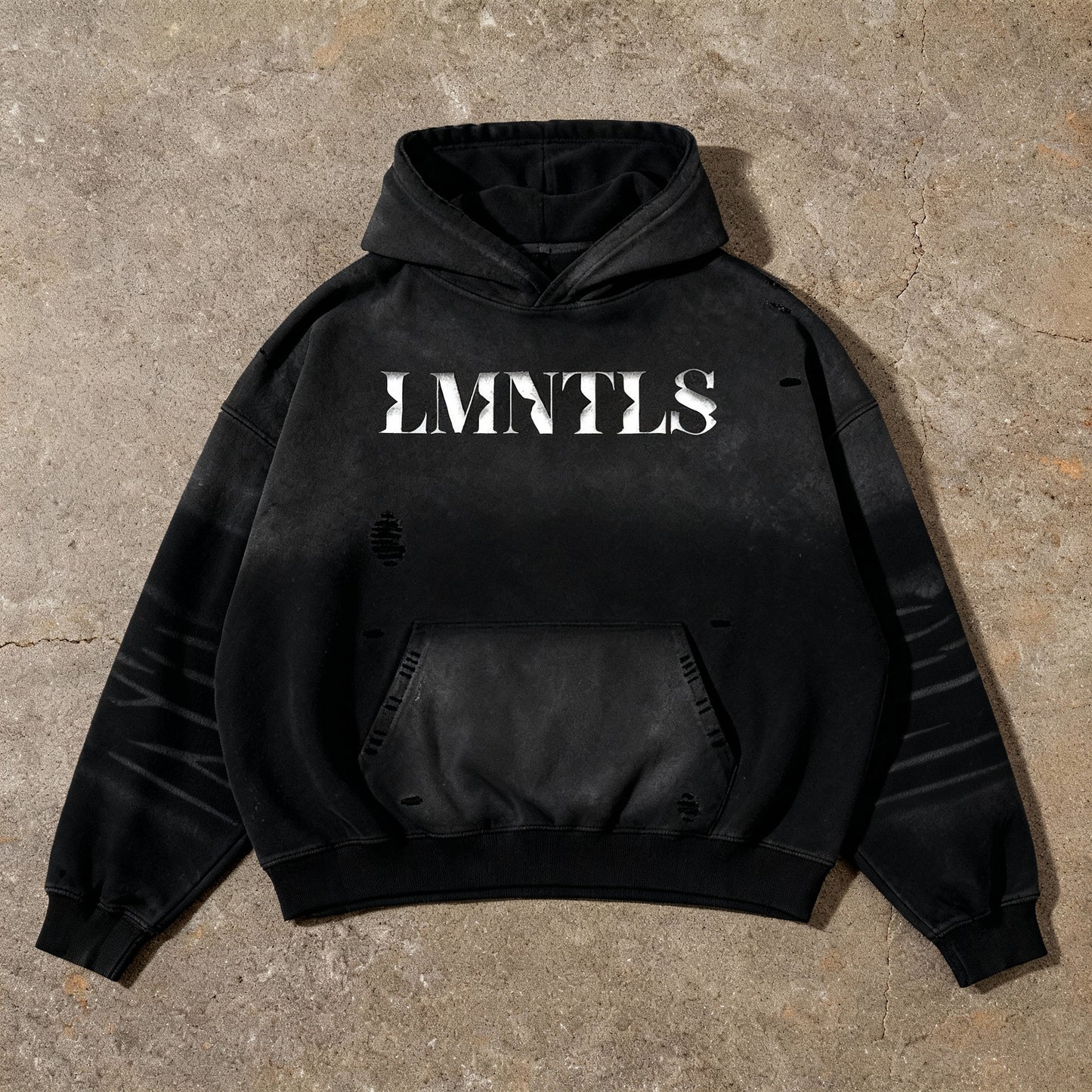 LMNTLS Collection Angel Frayed Boxy Hoodie