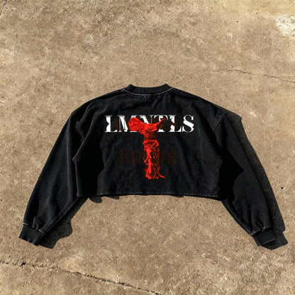 LMNTLS Collection Dripped Heart Crop Sweatshirt