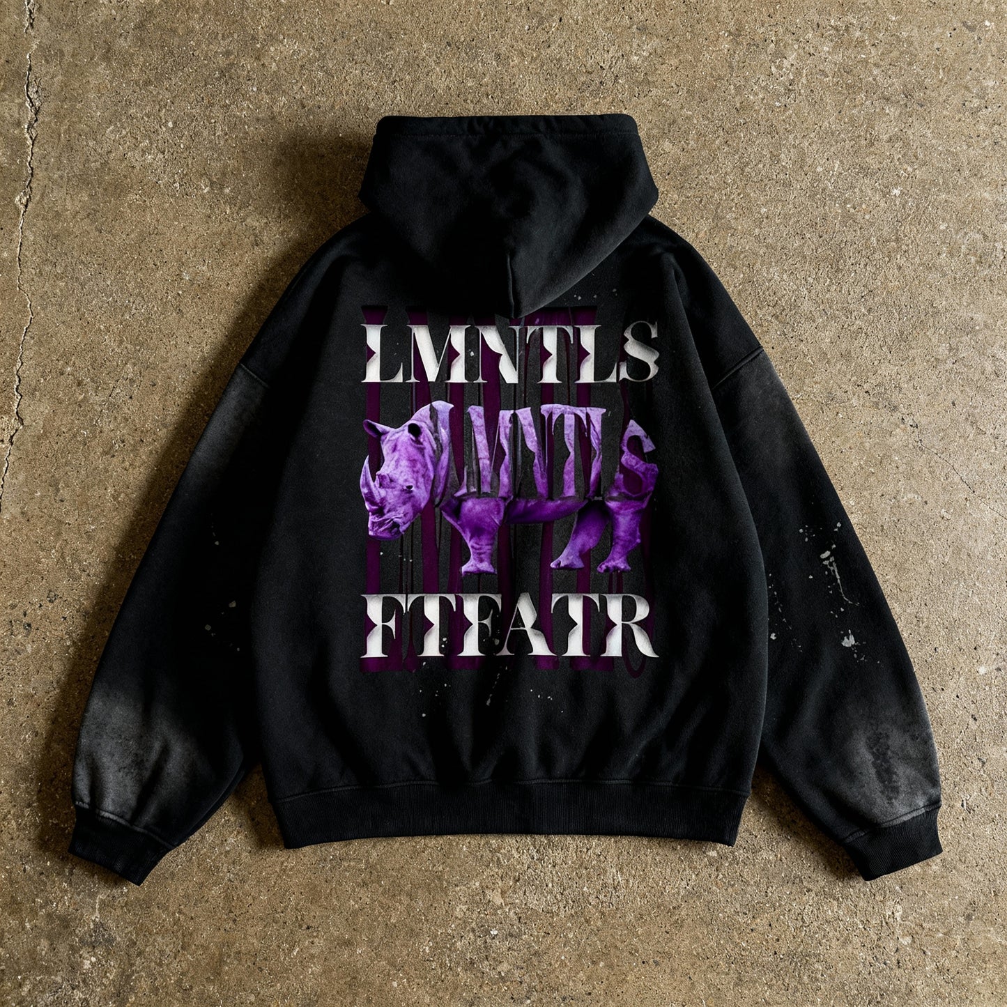 LMNTLS Collection Vintage Wash Frayed Fleece Hoodie