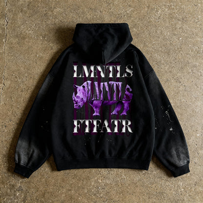 LMNTLS Collection Vintage Wash Frayed Fleece Hoodie