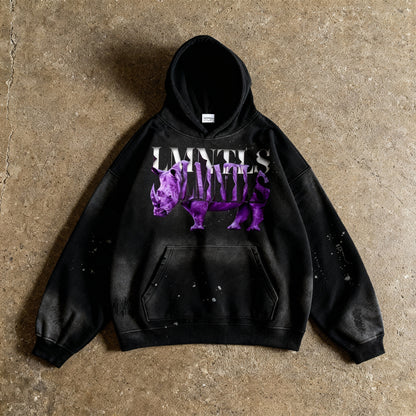 LMNTLS Collection Vintage Wash Frayed Fleece Hoodie